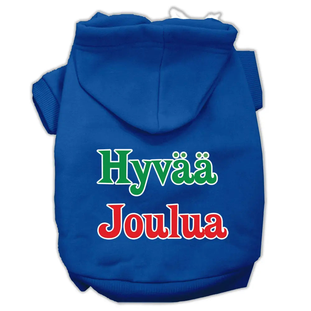 Hyvaa Joulua Screen Print Pet Hoodies Blue M Default Title