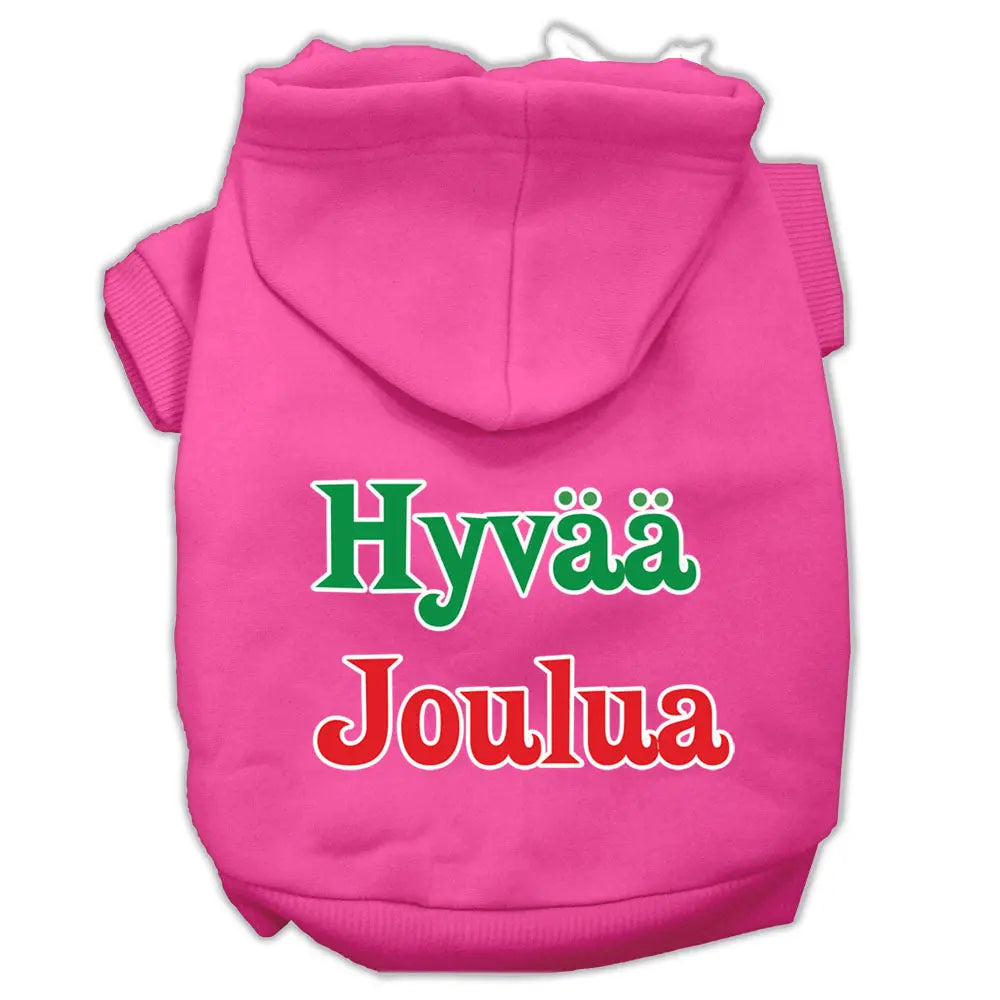 Hyvaa Joulua Screen Print Pet Hoodies Bright Pink M Default Title
