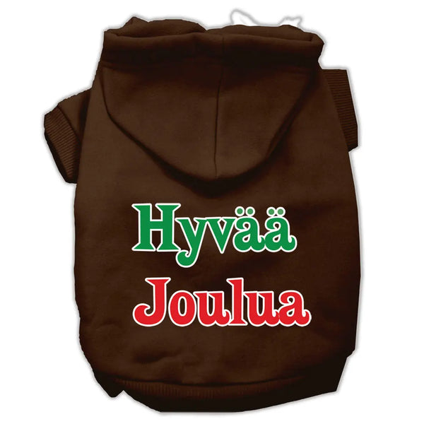 Hyvaa Joulua Screen Print Pet Hoodies Brown Xxxl Default Title