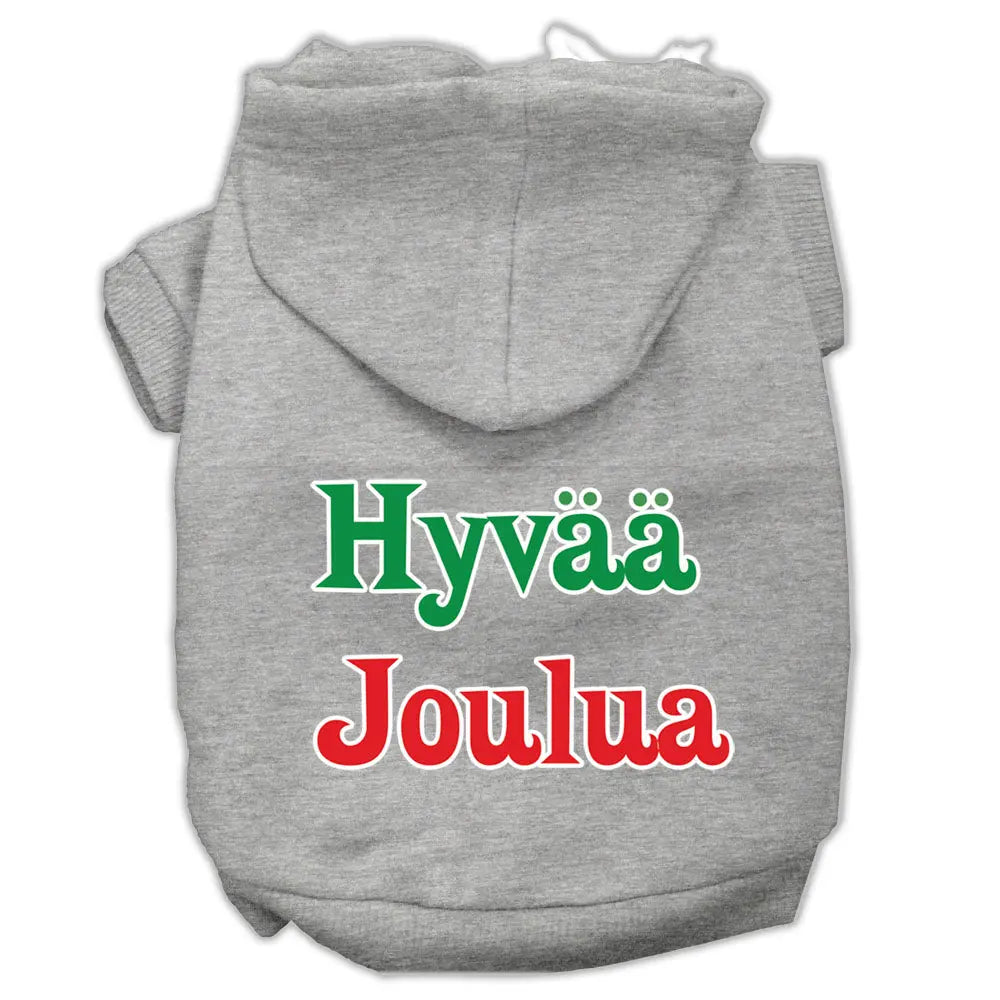 Hyvaa Joulua Screen Print Pet Hoodies Grey L Default Title