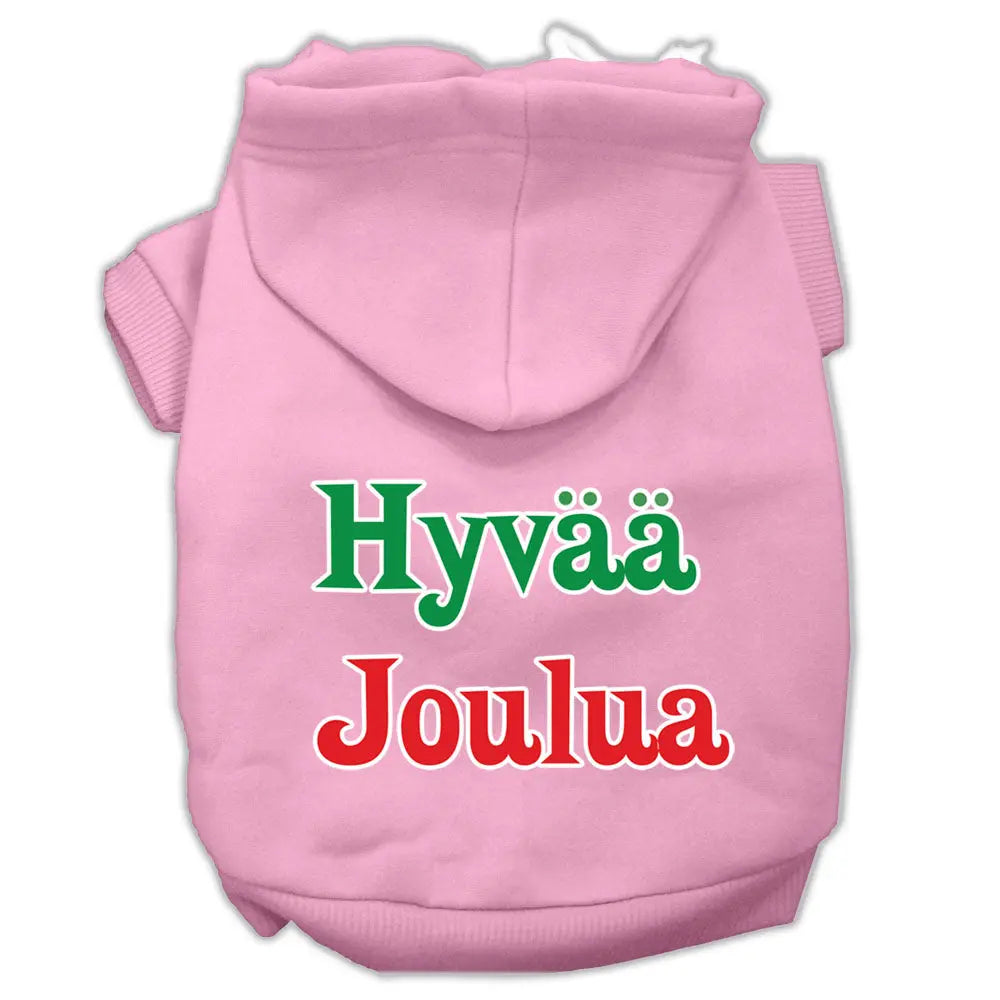 Hyvaa Joulua Screen Print Pet Hoodies Light Pink Xl Default Title