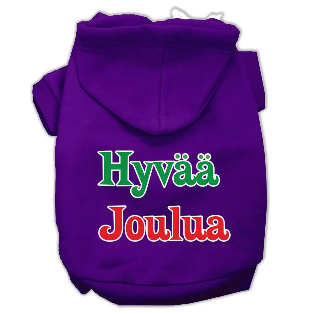 Hyvaa Joulua Screen Print Pet Hoodies Purple M Default Title