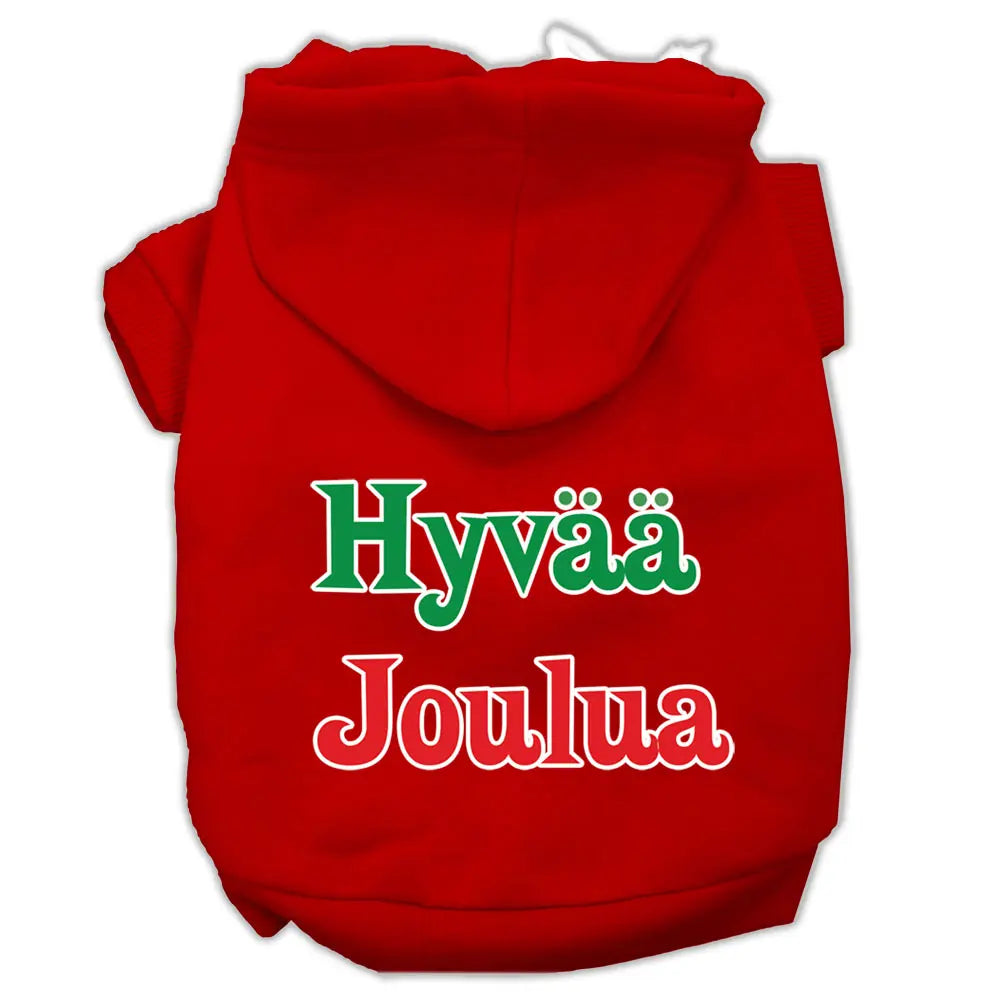 Hyvaa Joulua Screen Print Pet Hoodies Red Size Xs Default Title