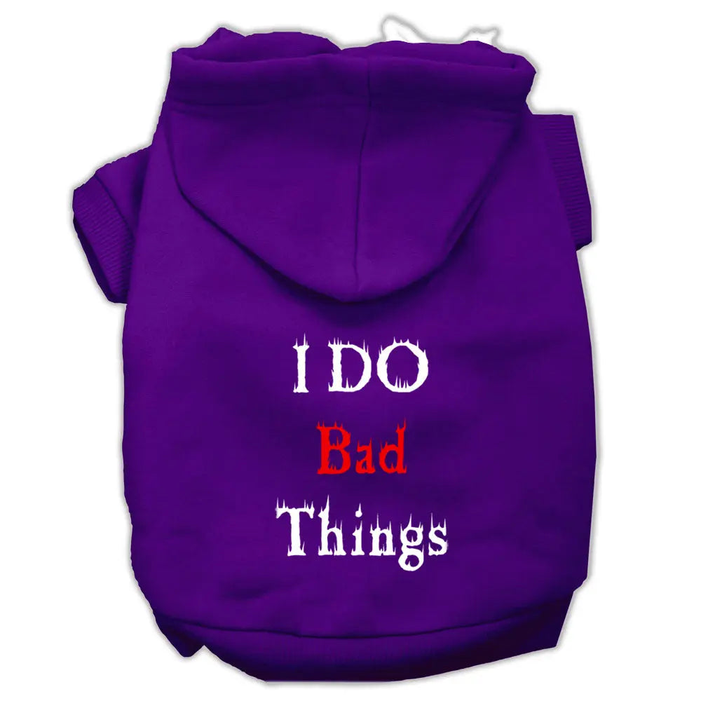 I Do Bad Things Screen Print Pet Hoodies Purple Size Xl Default Title