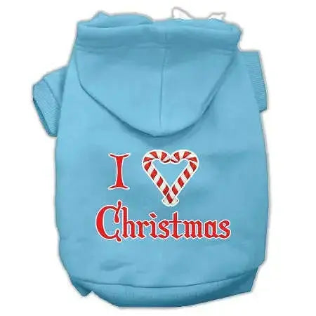 I-Heart-Christmas-Screen-Print-Pet-Hoodies-Baby-Blue-Size-Med-GreatEagleInc-319375616