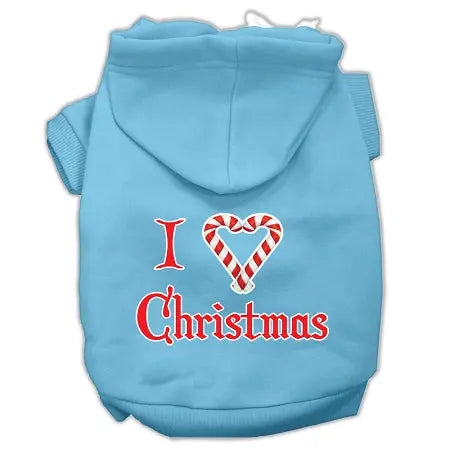 I Heart Christmas Screen Print Pet Hoodies Baby Blue Size Med Default Title