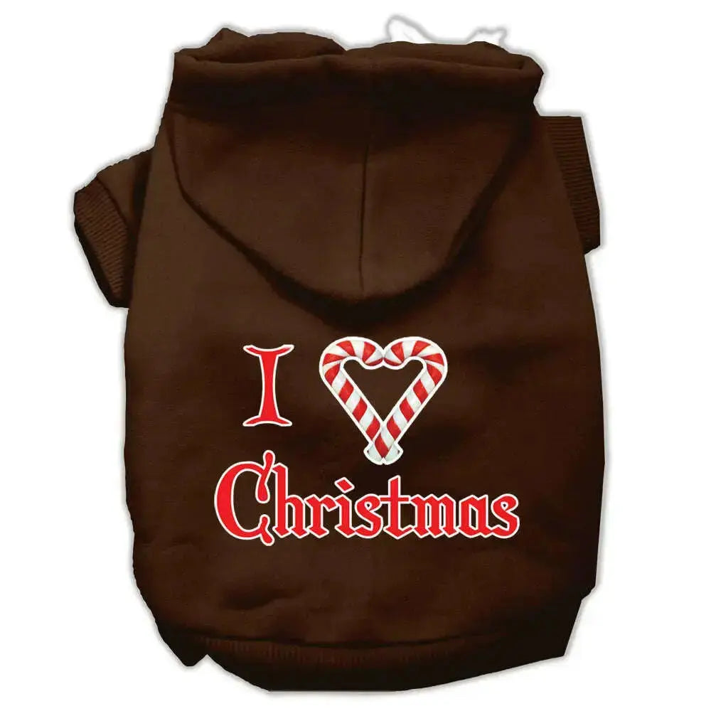 I-Heart-Christmas-Screen-Print-Pet-Hoodies-Brown-Size-Lg-GreatEagleInc-319375986