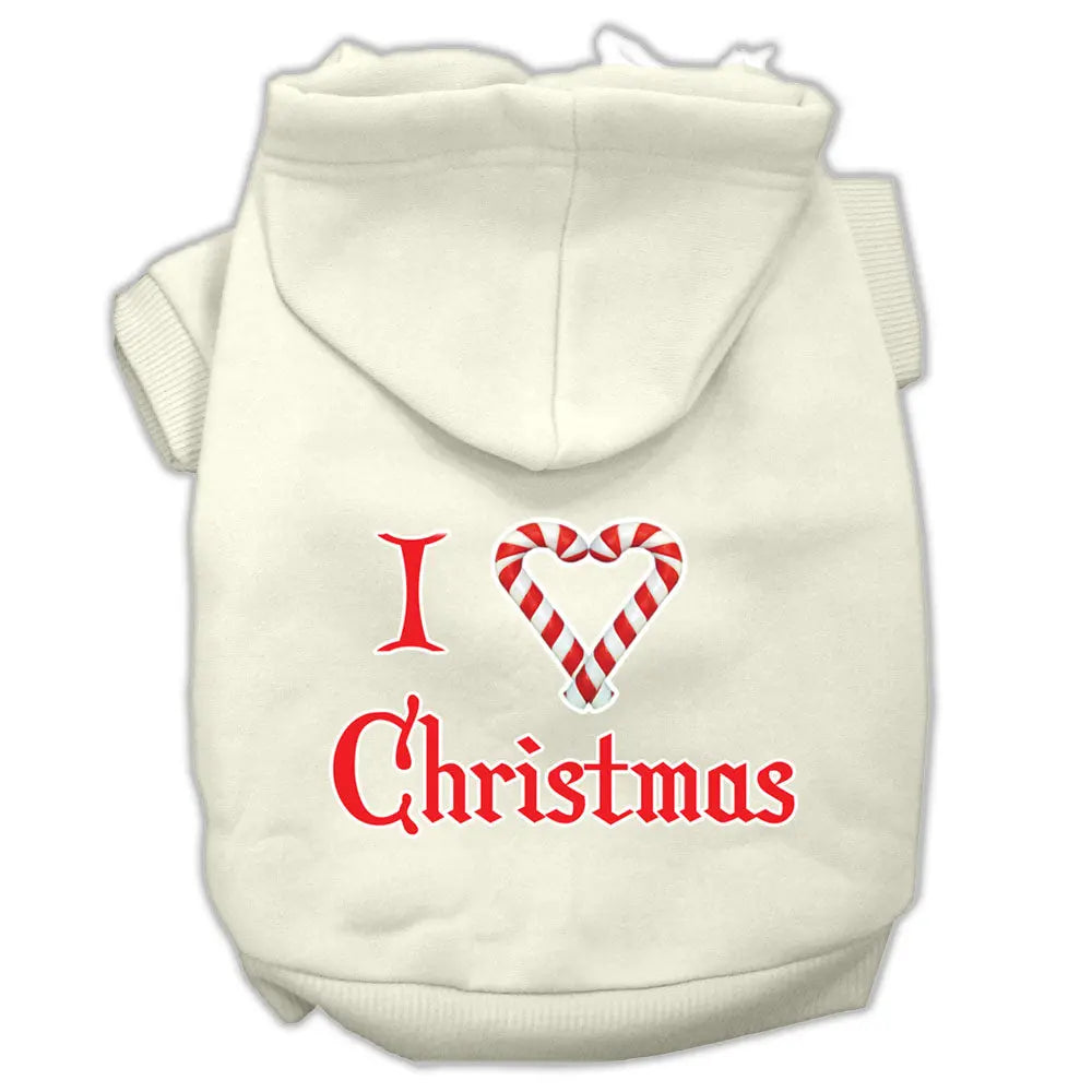 I Heart Christmas Screen Print Pet Hoodies Cream Size Lg Default Title