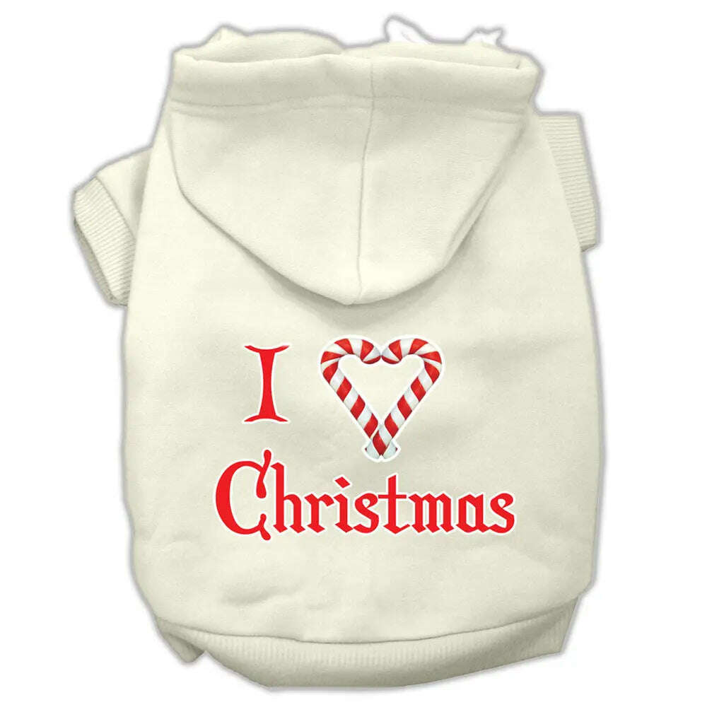 I-Heart-Christmas-Screen-Print-Pet-Hoodies-Cream-Size-Lg-GreatEagleInc-319375899