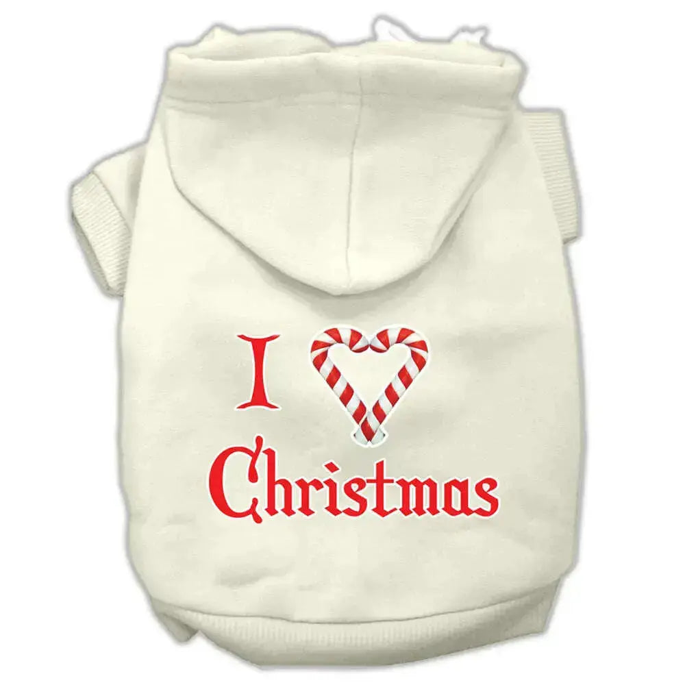 I-Heart-Christmas-Screen-Print-Pet-Hoodies-Cream-Size-Xs-GreatEagleInc-333969530