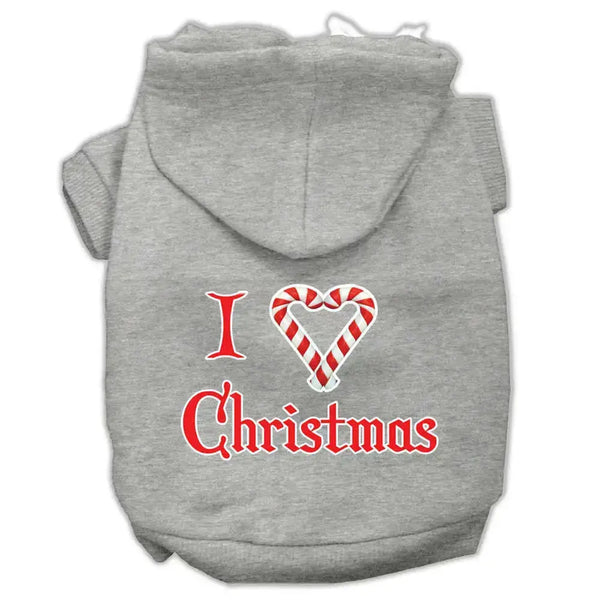 I-Heart-Christmas-Screen-Print-Pet-Hoodies-Grey-Size-Med-GreatEagleInc-333934233