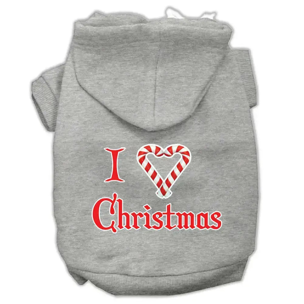 I-Heart-Christmas-Screen-Print-Pet-Hoodies-Grey-Size-Sm-GreatEagleInc-333933342