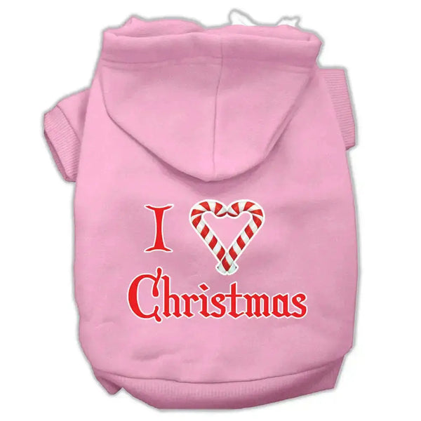 I-Heart-Christmas-Screen-Print-Pet-Hoodies-Light-Pink-Size-Med-GreatEagleInc-333934119