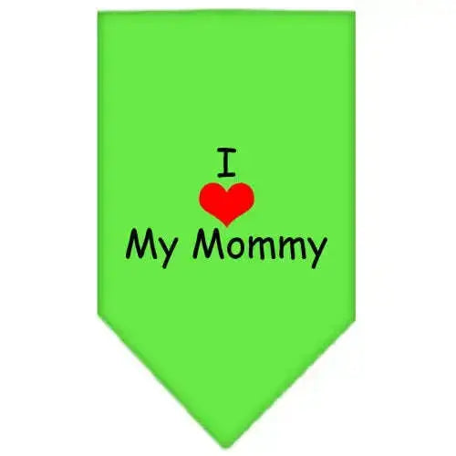 I-Heart-My-Mommy-Screen-Print-Bandana-Lime-Green-Small-GreatEagleInc-333810656