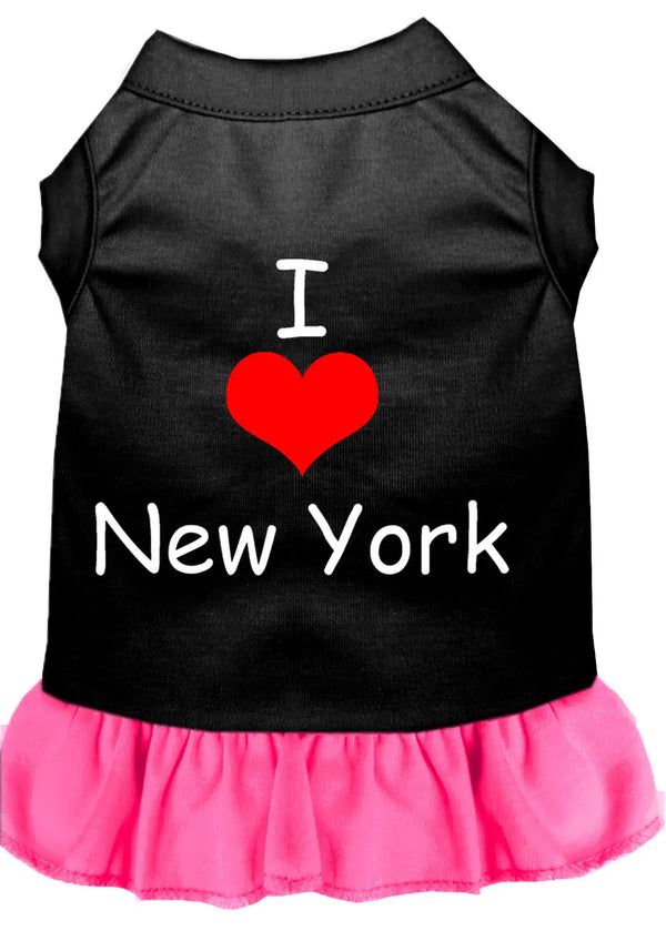 I Heart New York Screen Print Dress Black With Bright Pink Med Default Title