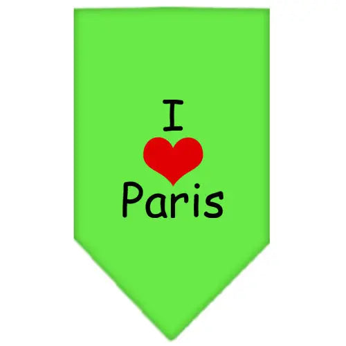 I Heart Paris Screen Print Bandana Lime Green Large Default Title