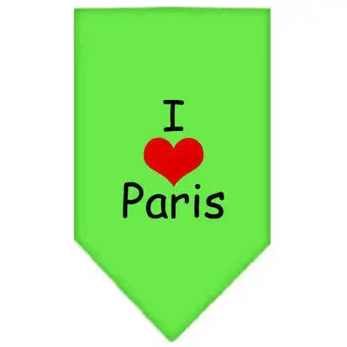 I-Heart-Paris-Screen-Print-Bandana-Lime-Green-Small-GreatEagleInc-333948146