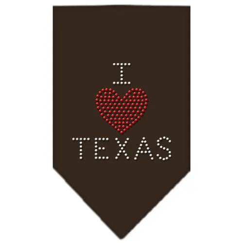 I Heart Texas Rhinestone Bandana Cocoa Large Default Title