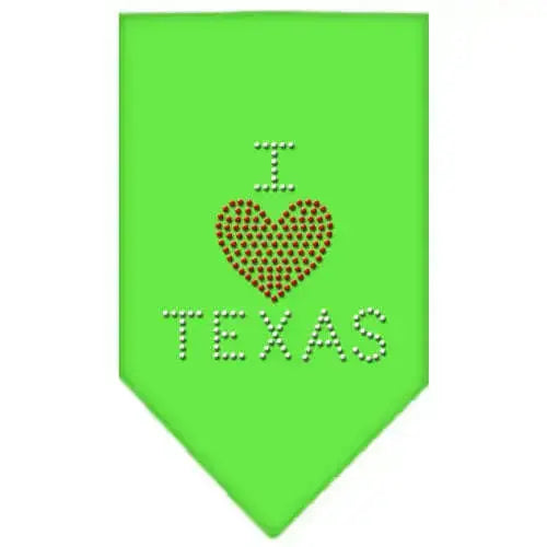 I-Heart-Texas-Rhinestone-Bandana-Lime-Green-Large-GreatEagleInc-319301988