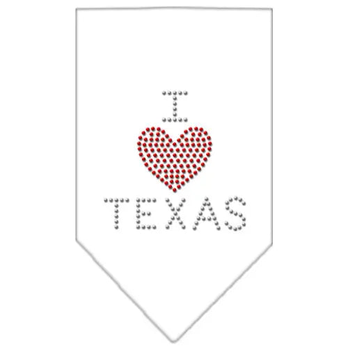 I Heart Texas Rhinestone Bandana White Small Default Title