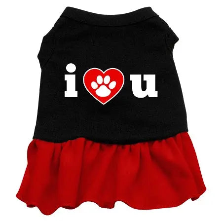 I Heart You Screen Print Dog Dress Black With Red Lg Default Title