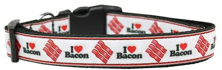 I Love Bacon Nylon Dog Collar Medium Narrow Default Title
