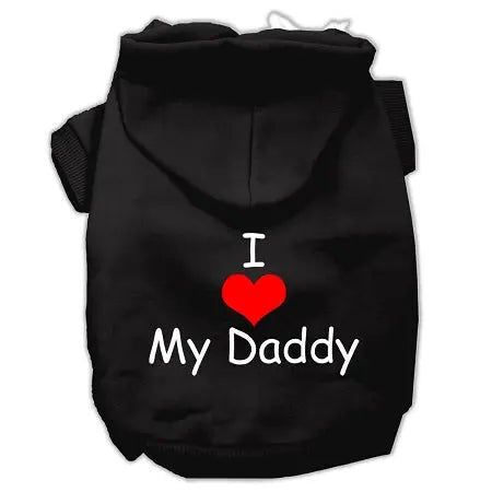 I Love My Daddy Screen Print Pet Hoodies Black Size Xl GreatEagleInc