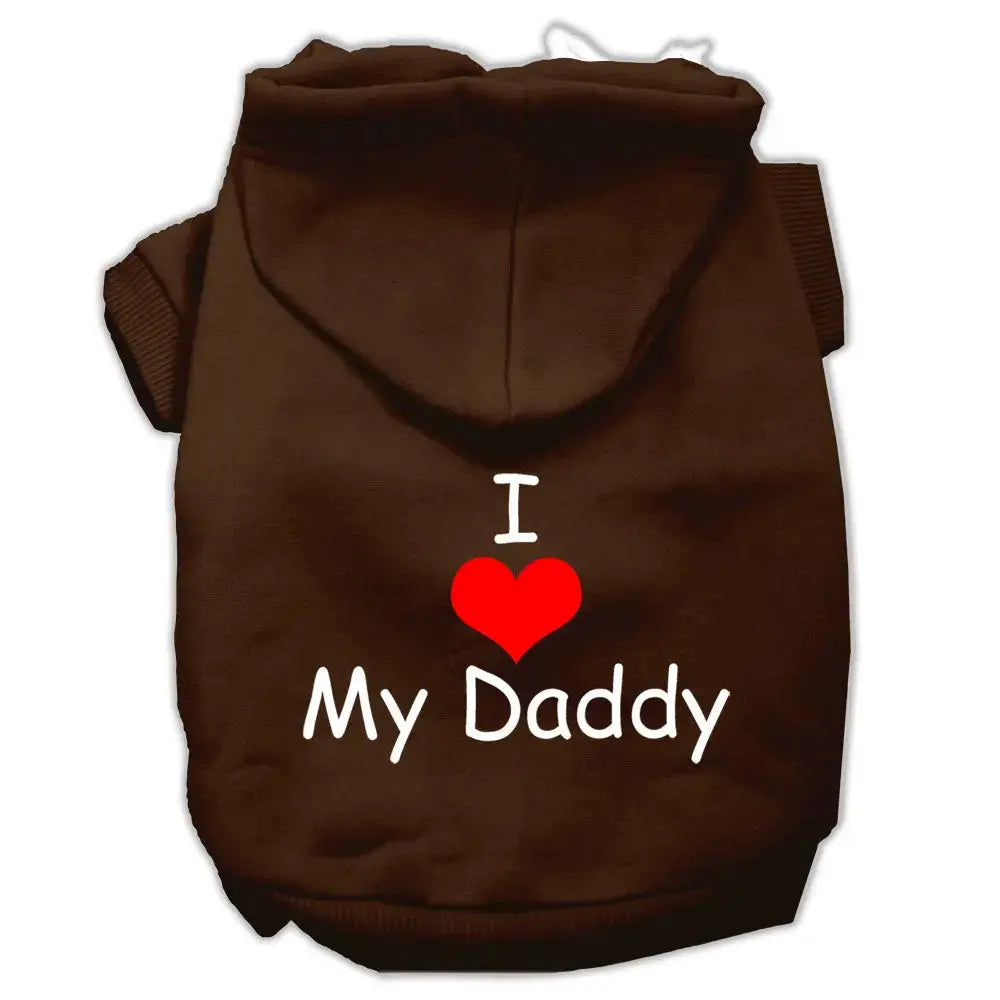 I Love My Daddy Screen Print Pet Hoodies Brown Size Med Default Title