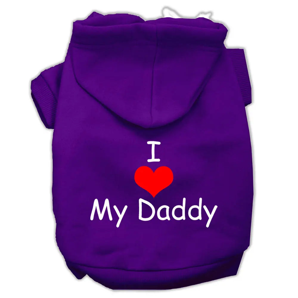 I Love My Daddy Screen Print Pet Hoodies Purple Size Xl GreatEagleInc