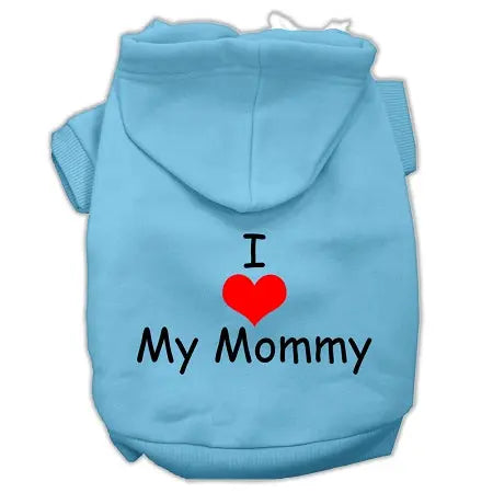 I Love My Mommy Screen Print Pet Hoodies Baby Blue Size Sm GreatEagleInc