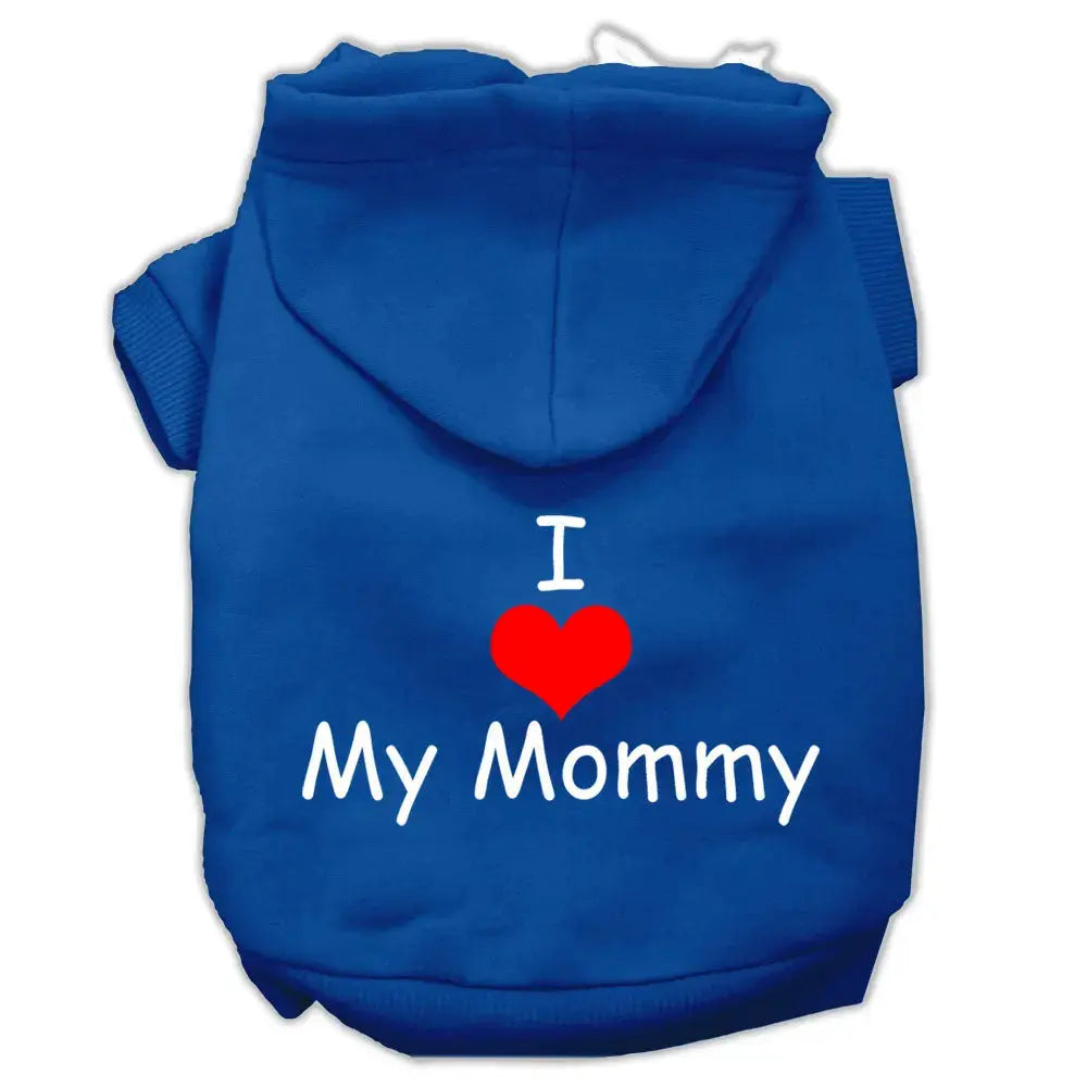 I Love My Mommy Screen Print Pet Hoodies Blue Size Xl Default Title