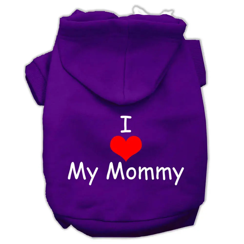 I Love My Mommy Screen Print Pet Hoodies Purple Size Xl Default Title
