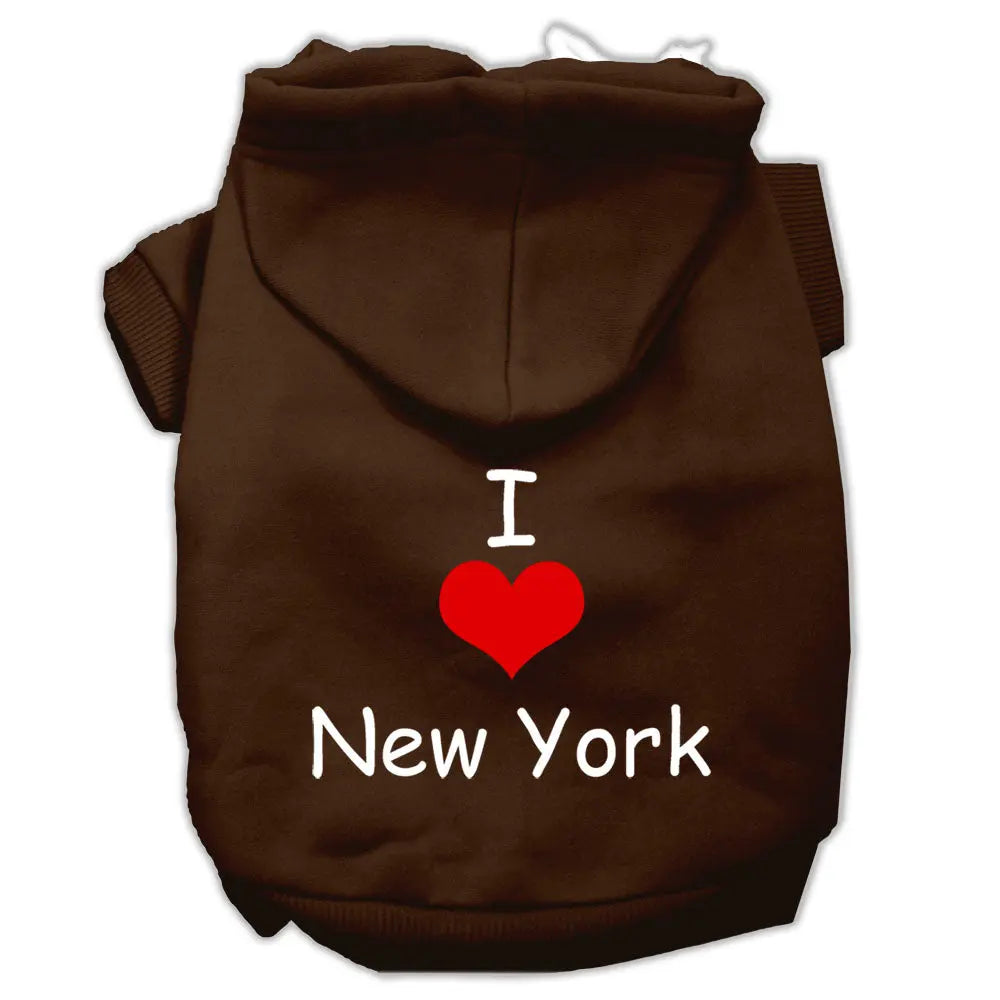 I Love New York Screen Print Pet Hoodies Brown Size Med Default Title