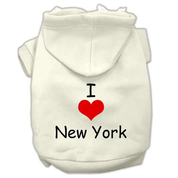 I Love New York Screen Print Pet Hoodies Cream Size Xxxl Default Title
