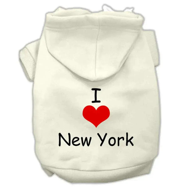 I-Love-New-York-Screen-Print-Pet-Hoodies-Cream-Size-Xxxl-GreatEagleInc-318663539