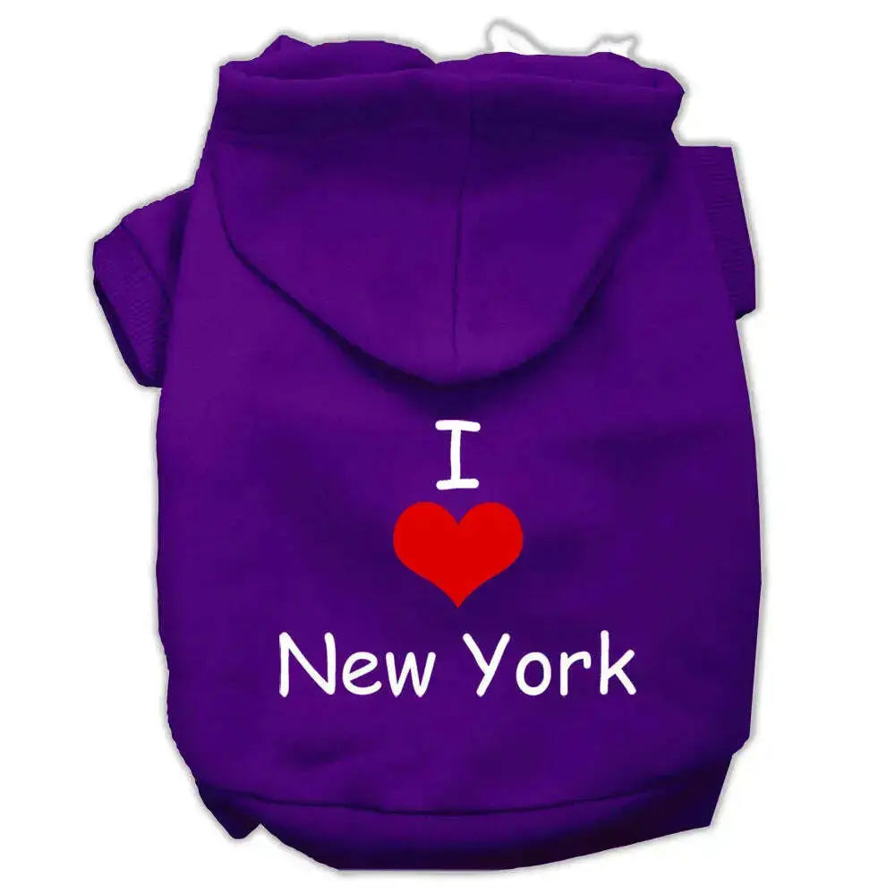 I-Love-New-York-Screen-Print-Pet-Hoodies-Purple-Size-Xl-GreatEagleInc-333795138