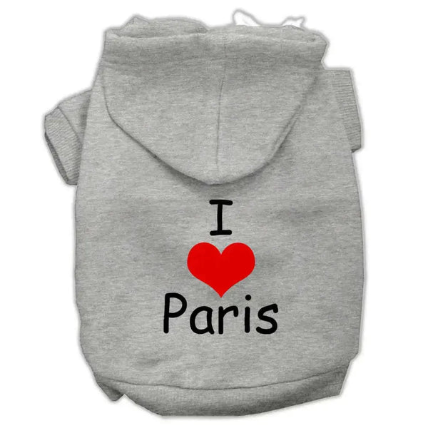 I-Love-Paris-Screen-Print-Pet-Hoodies-Grey-Size-Xl-GreatEagleInc-333792881
