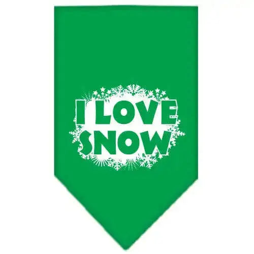 I-Love-Snow-Screen-Print-Bandana-Emerald-Green-Large-GreatEagleInc-319823354