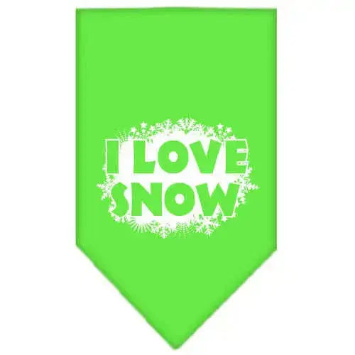 I-Love-Snow-Screen-Print-Bandana-Lime-Green-Large-GreatEagleInc-319823193