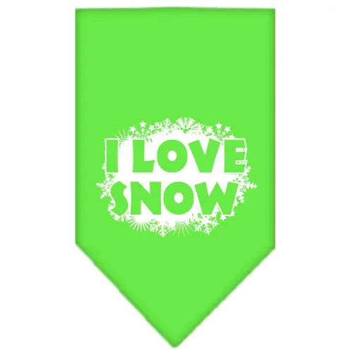 I Love Snow Screen Print Bandana Lime Green Small Default Title