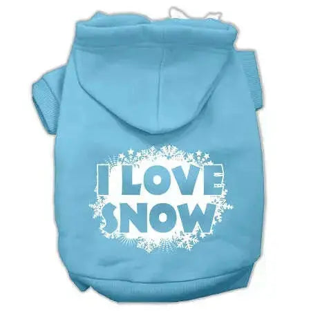 I-Love-Snow-Screenprint-Pet-Hoodies-Baby-Blue-Size-M-GreatEagleInc-333931385