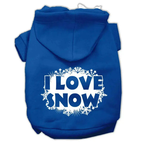 I-Love-Snow-Screenprint-Pet-Hoodies-Blue-Size-Med-GreatEagleInc-333931189