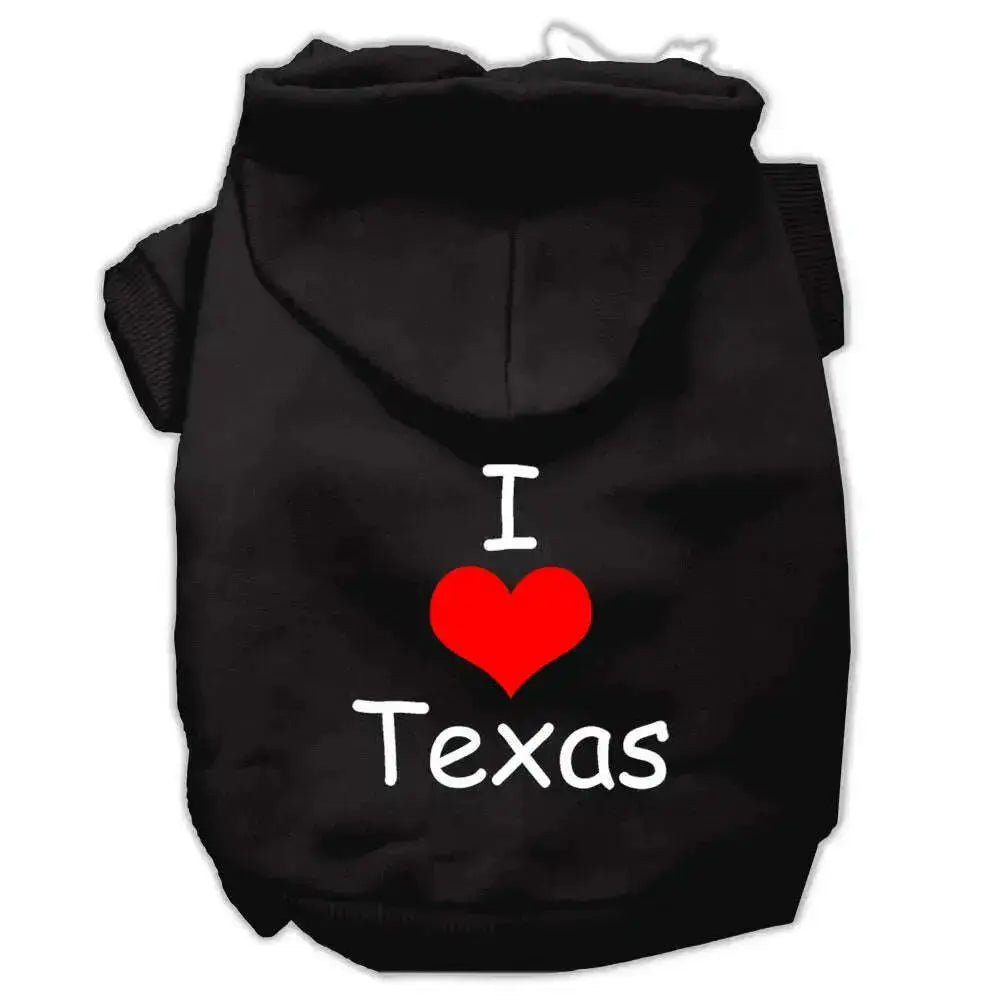 I-Love-Texas-Screen-Print-Pet-Hoodies-Black-Size-Med-GreatEagleInc-320163338