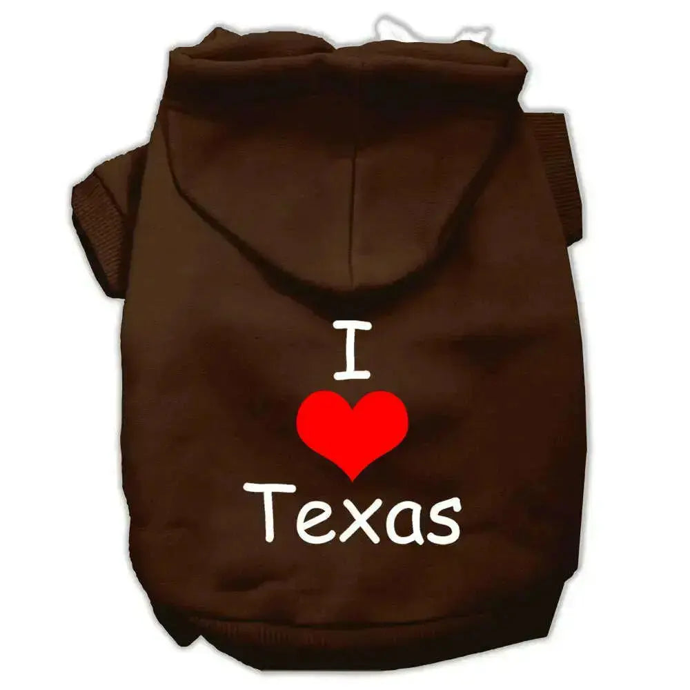 I-Love-Texas-Screen-Print-Pet-Hoodies-Brown-Size-Med-GreatEagleInc-320163028