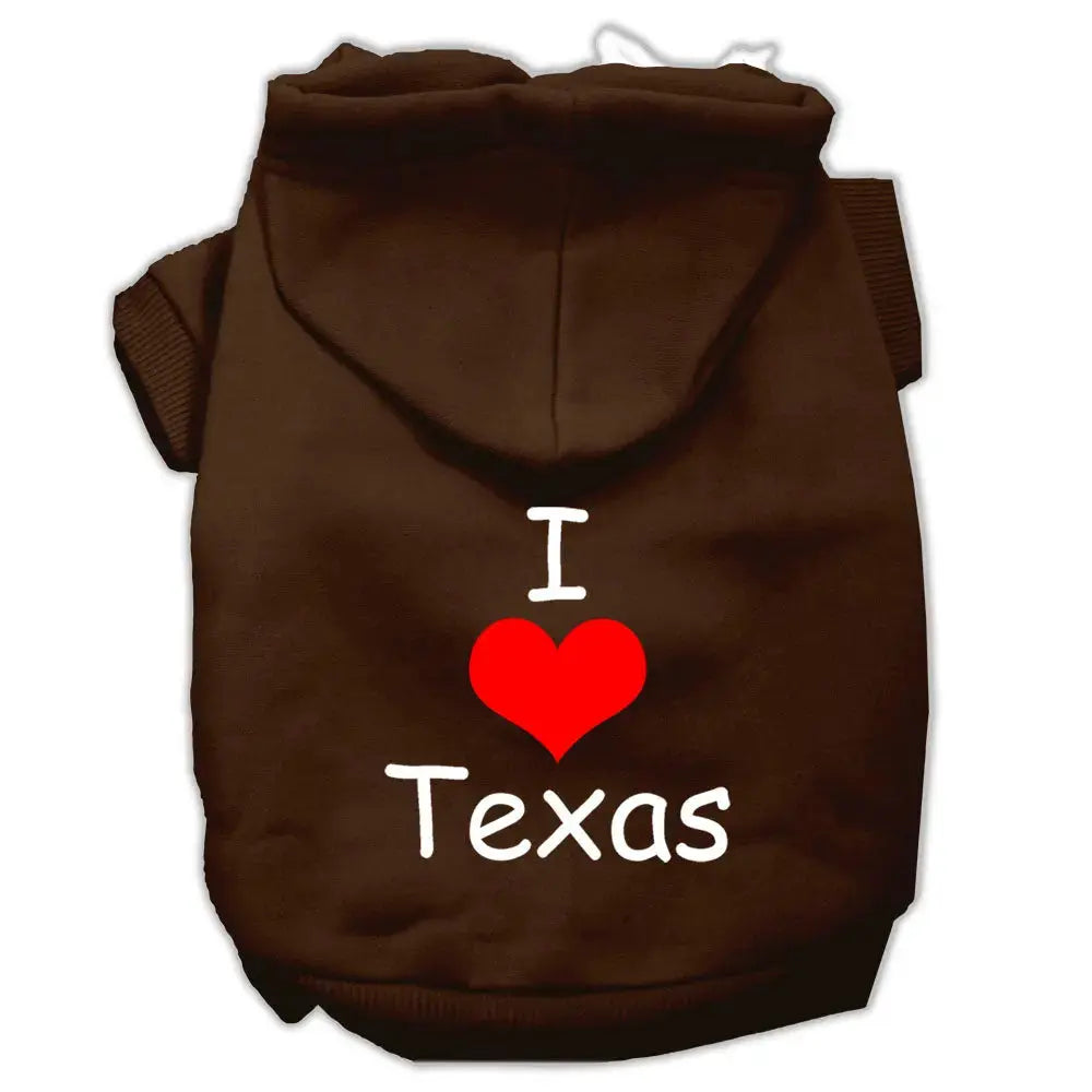 I Love Texas Screen Print Pet Hoodies Brown Size Xxxl Default Title