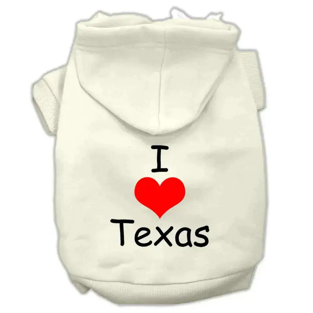 I-Love-Texas-Screen-Print-Pet-Hoodies-Cream-Size-Xs-GreatEagleInc-320160327