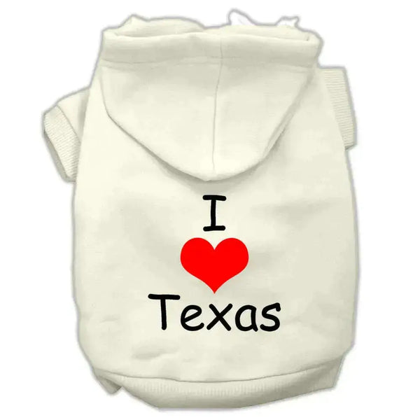 I-Love-Texas-Screen-Print-Pet-Hoodies-Cream-Size-Xs-GreatEagleInc-320160327