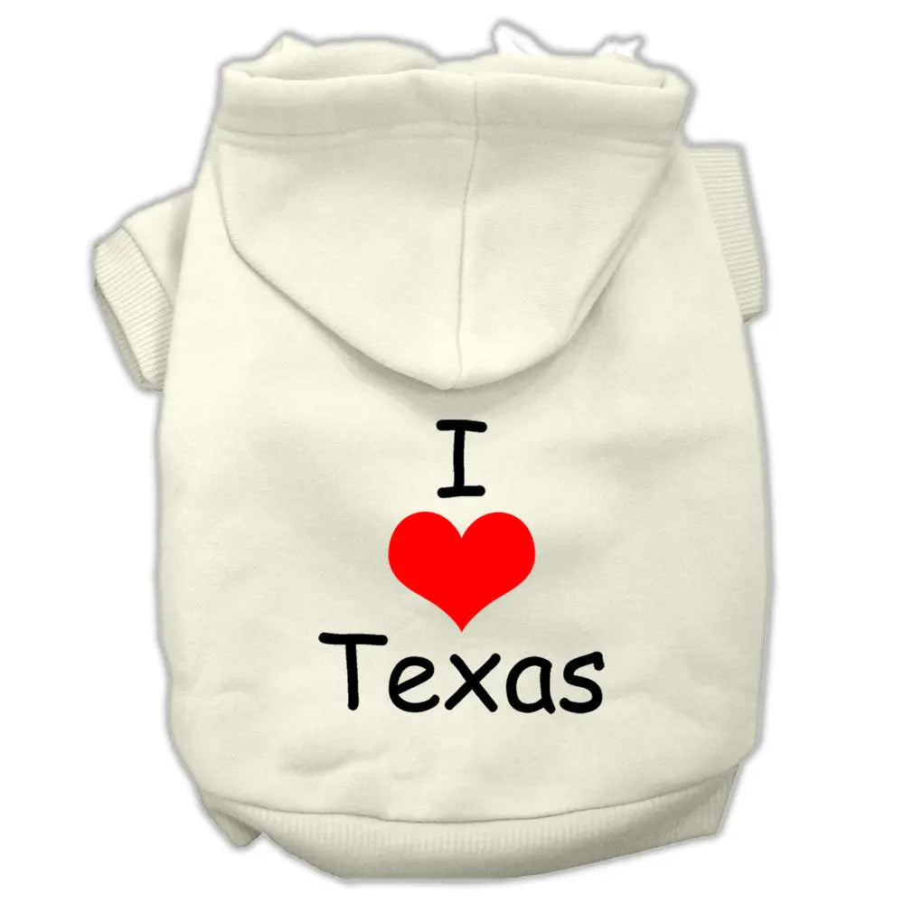 I Love Texas Screen Print Pet Hoodies Cream Size Xxxl Default Title
