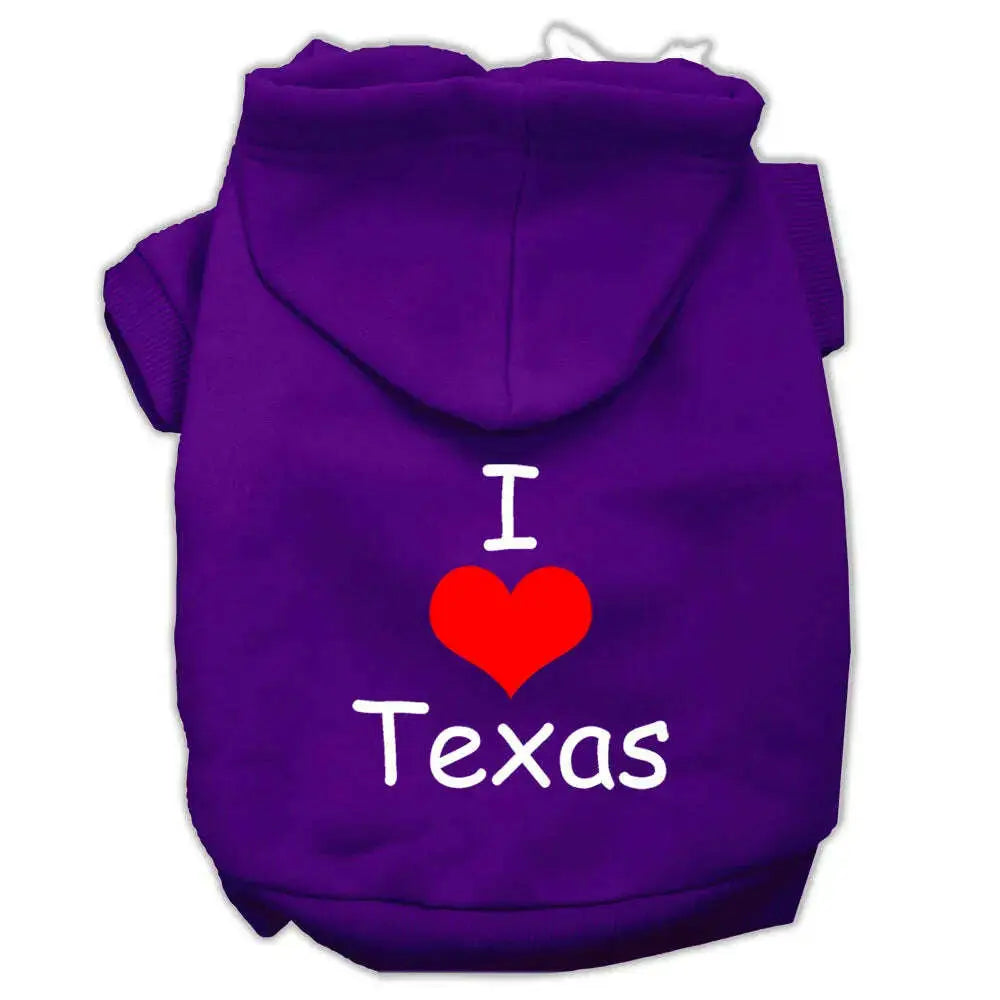 I-Love-Texas-Screen-Print-Pet-Hoodies-Purple-Size-Xxxl-GreatEagleInc-319015460