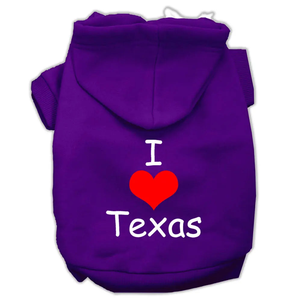 I Love Texas Screen Print Pet Hoodies Purple Size Xxxl Default Title